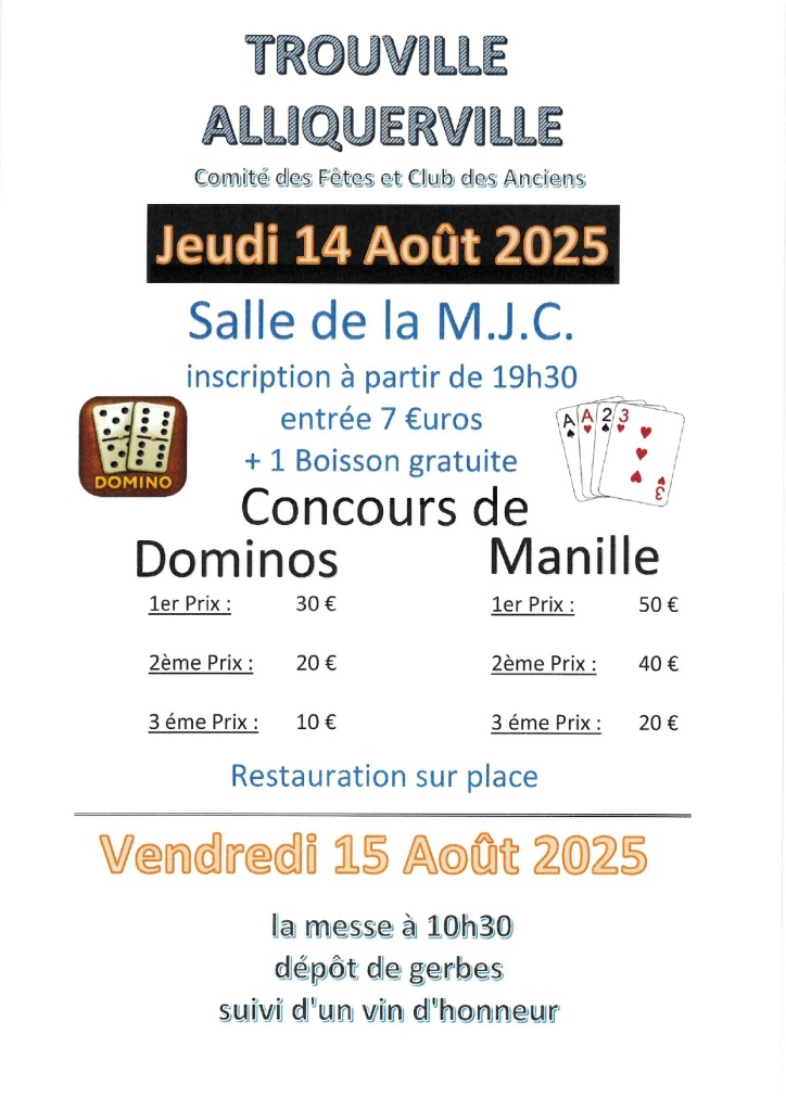 Concours de Manille Dominos Jeudi 14 Août 2025