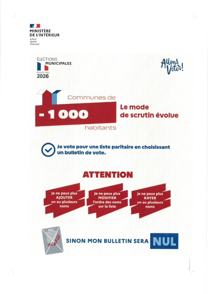 ELECTIONS MUNICIPALES 15 et 22 mars 2026