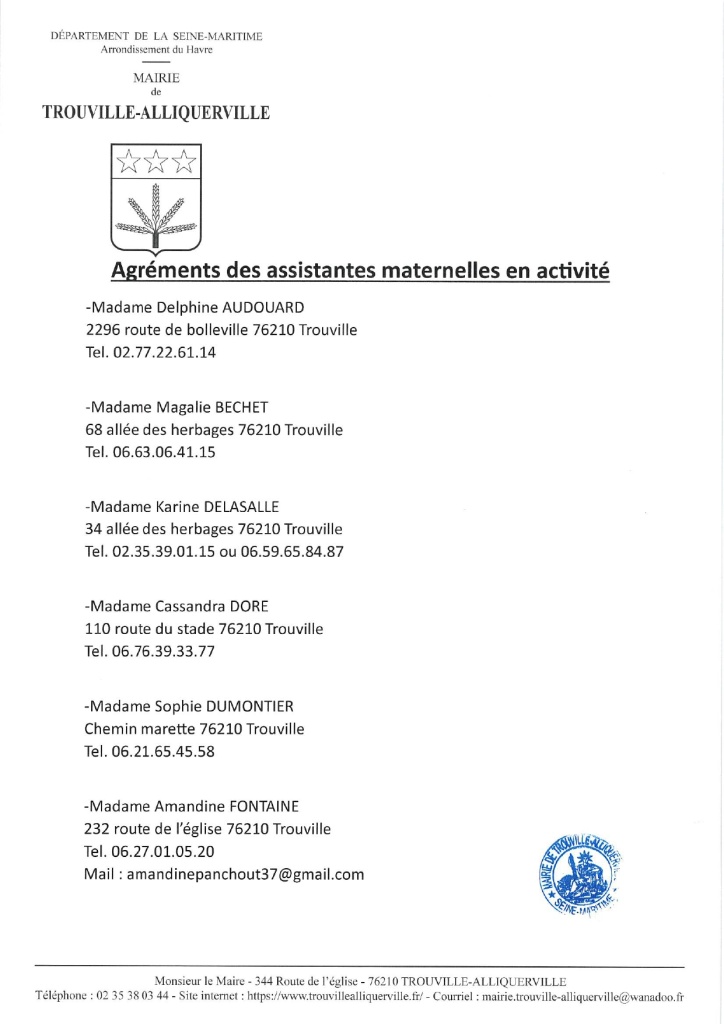 Liste des assistantes maternelles en activité